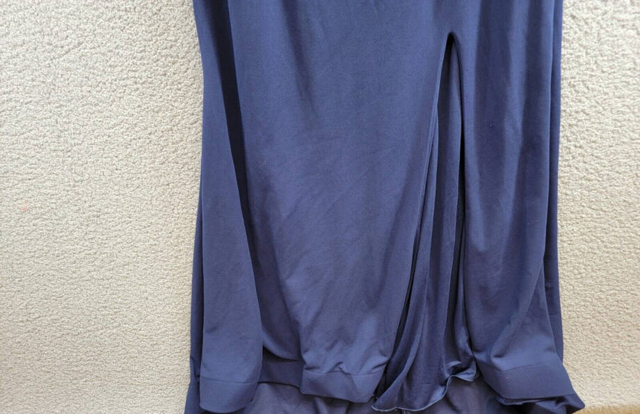 B. Darlin Off-The-Shoulder Lace-Up Gown Juniors 22W Navy Sweetheart Back Zip