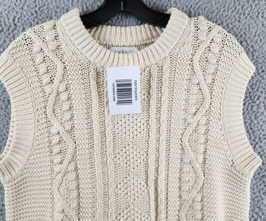 Velvet by Graham & Spencer Maggy Sweater Vest Women's S Ivory Crewneck Pullover