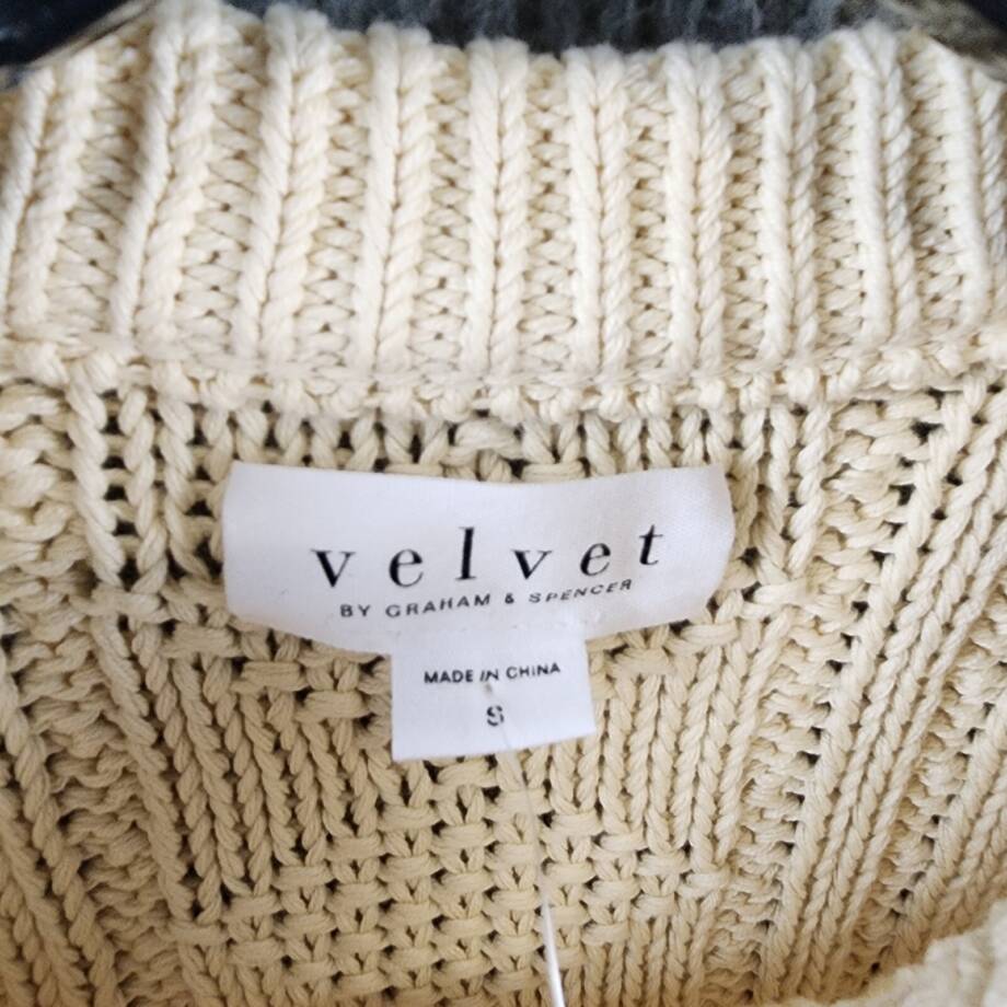 Velvet by Graham & Spencer Maggy Sweater Vest Women's S Ivory Crewneck Pullover