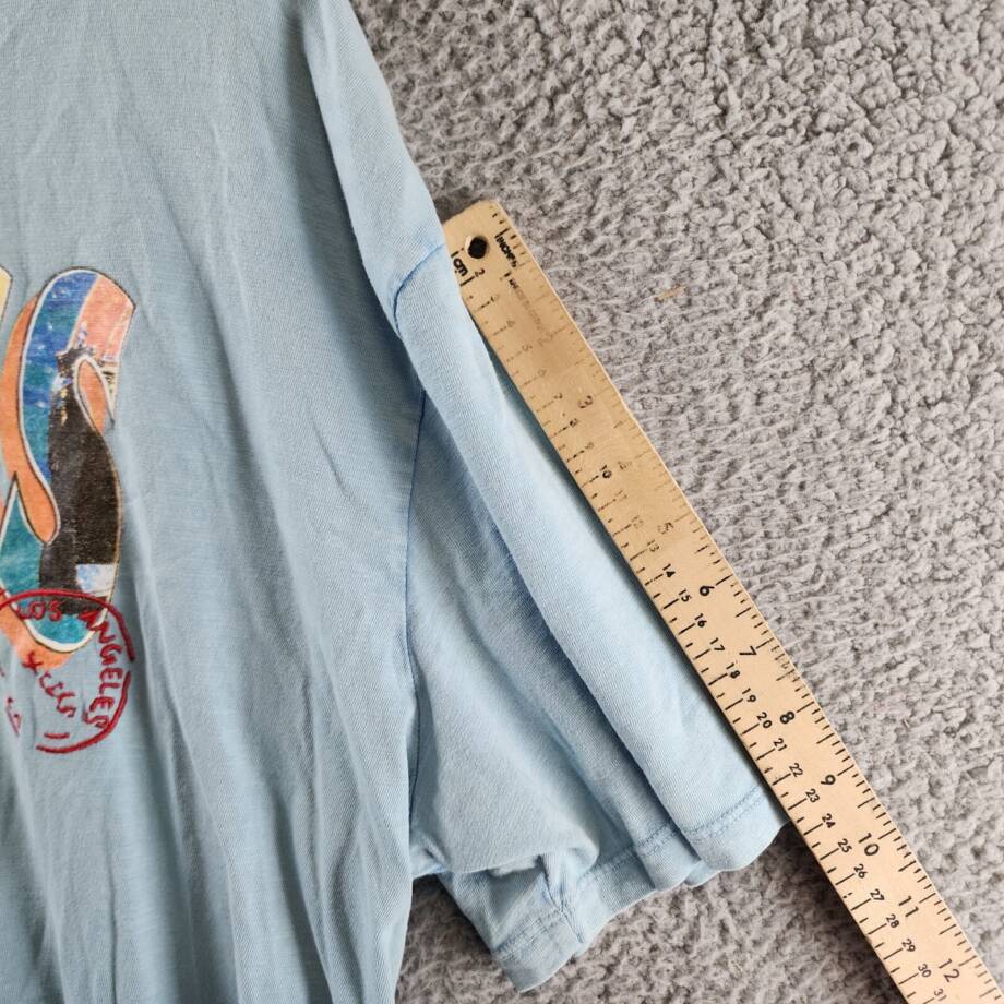 GUESS Postcard Logo Graphic Crewneck T-Shirt Men's XXL Laguna Blue Short Sleeve+
