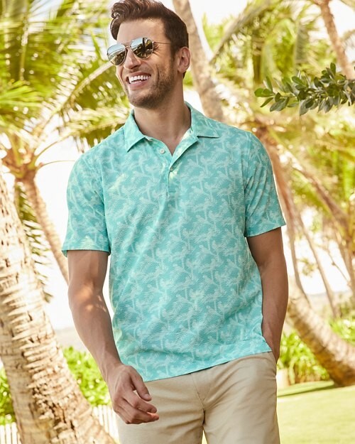 Tommy Bahama The Bahama Coast Moisture-Wicking Printed Polo Shirt Men's S Opal