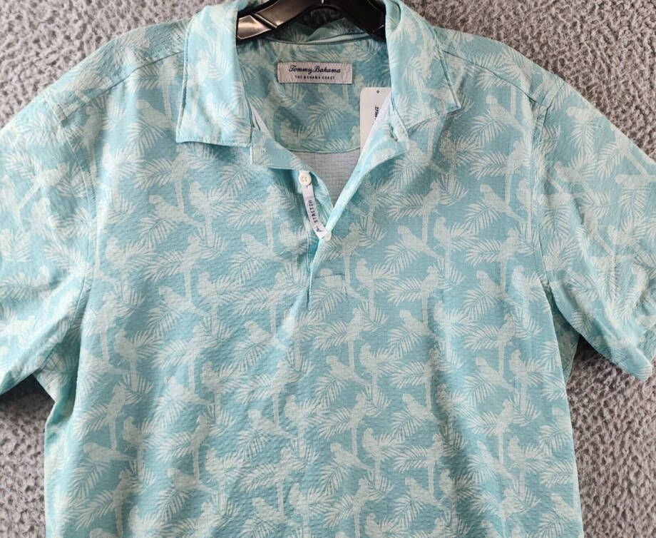 Tommy Bahama The Bahama Coast Moisture-Wicking Printed Polo Shirt Men's S Opal
