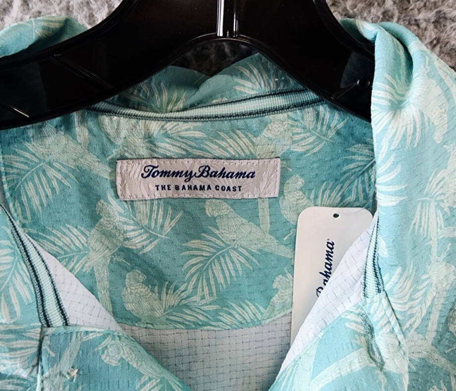 Tommy Bahama The Bahama Coast Moisture-Wicking Printed Polo Shirt Men's S Opal