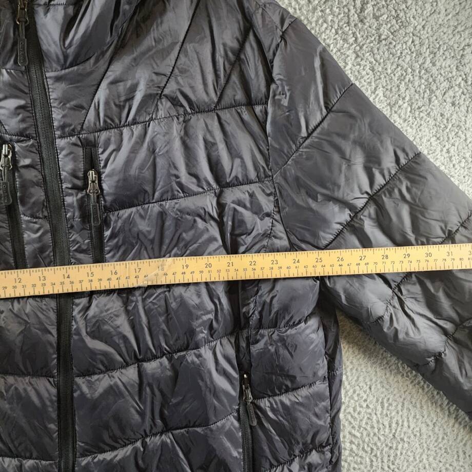 Club Room Chevron Quilted Hooded Puffer Jacket Men's XXL Black Full Zipped L/S +