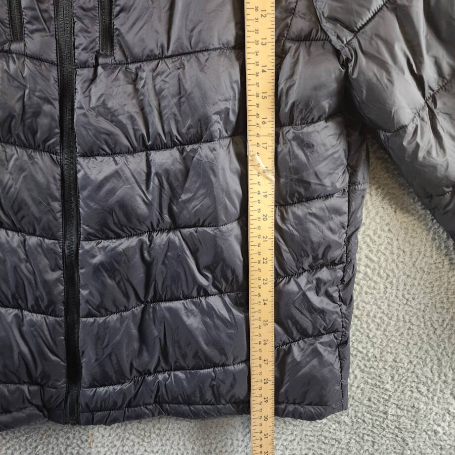 Club Room Chevron Quilted Hooded Puffer Jacket Men's XXL Black Full Zipped L/S +