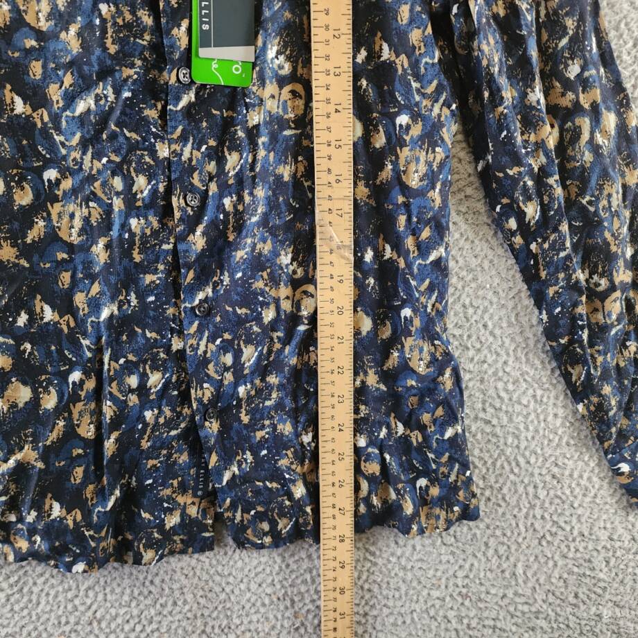 Perry Ellis Paint Stroke-Print Shirt Men's S Safari Long Sleeve Button Closure