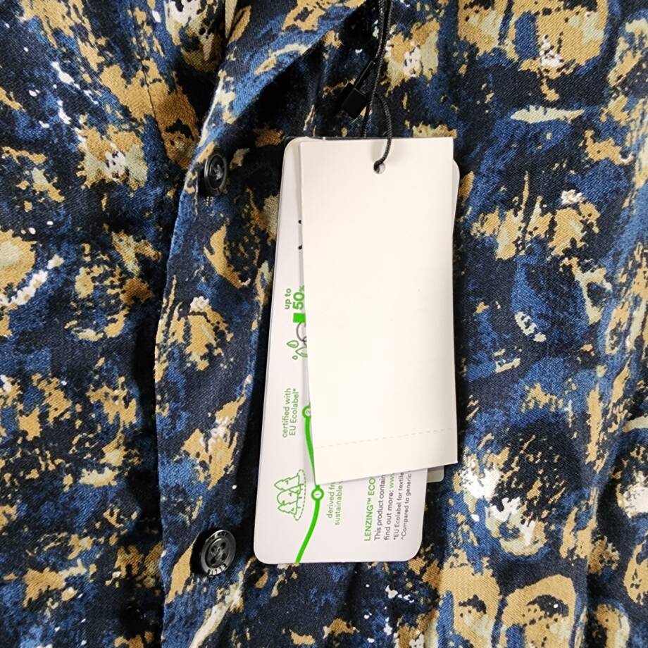 Perry Ellis Paint Stroke-Print Shirt Men's S Safari Long Sleeve Button Closure