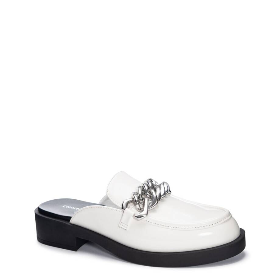 Chinese Laundry Paris Faux Leather Chain Clogs Women's 9.5 White Closed Toe~