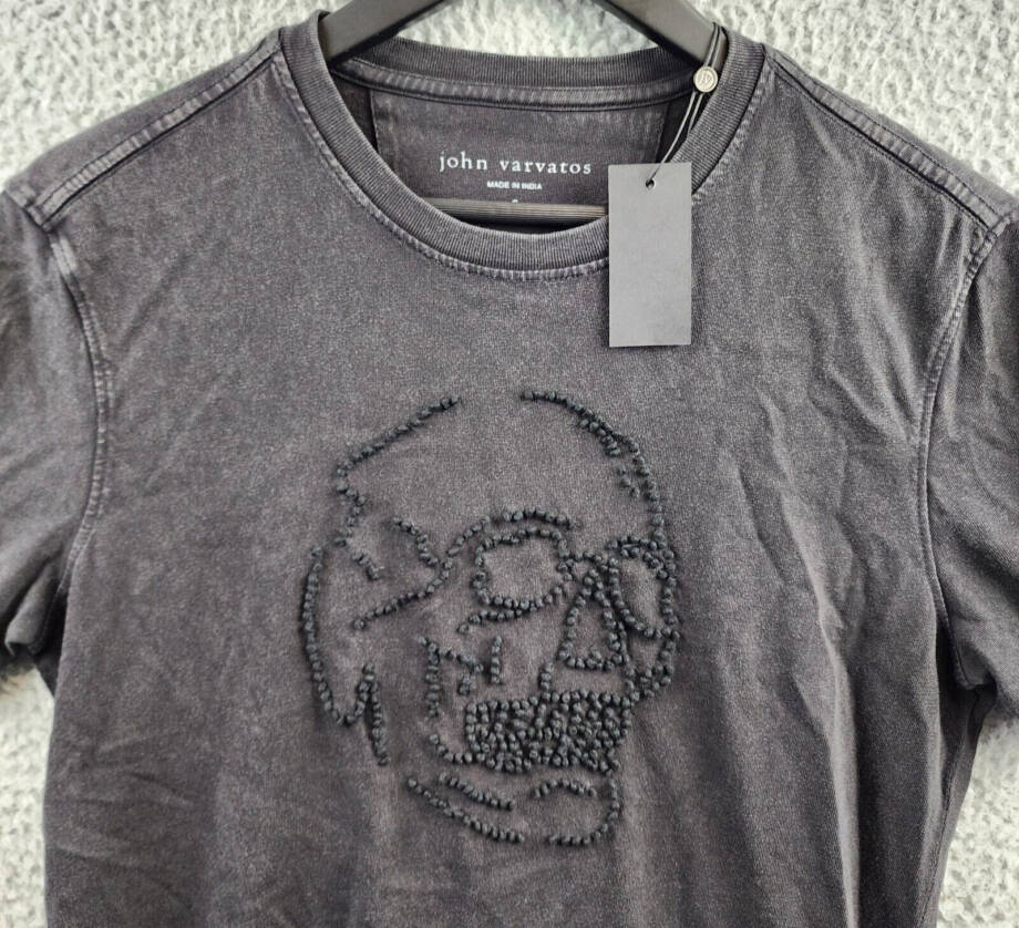 John Varvatos Knot Skull Short Sleeve Tee Men's S Black Crew Neck Pullover