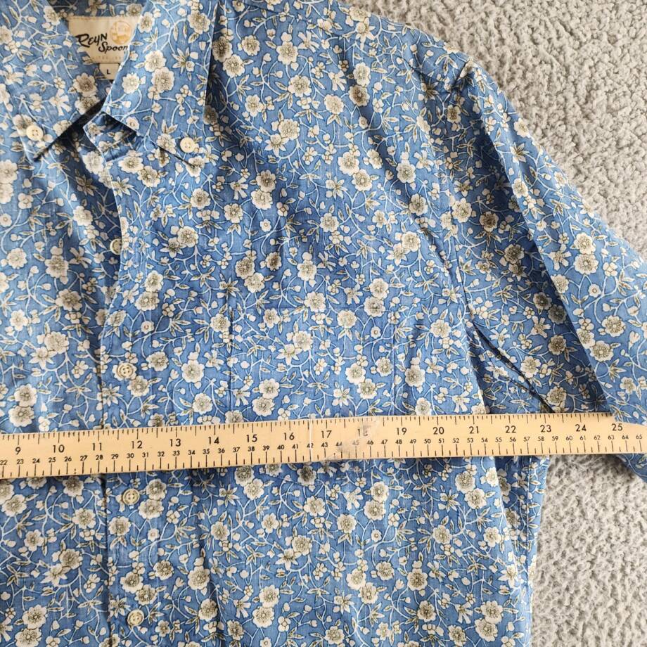 Reyn Spooner Kettle Floral Print Button Down Camp Shirt Men's L Lichen Blue S/S