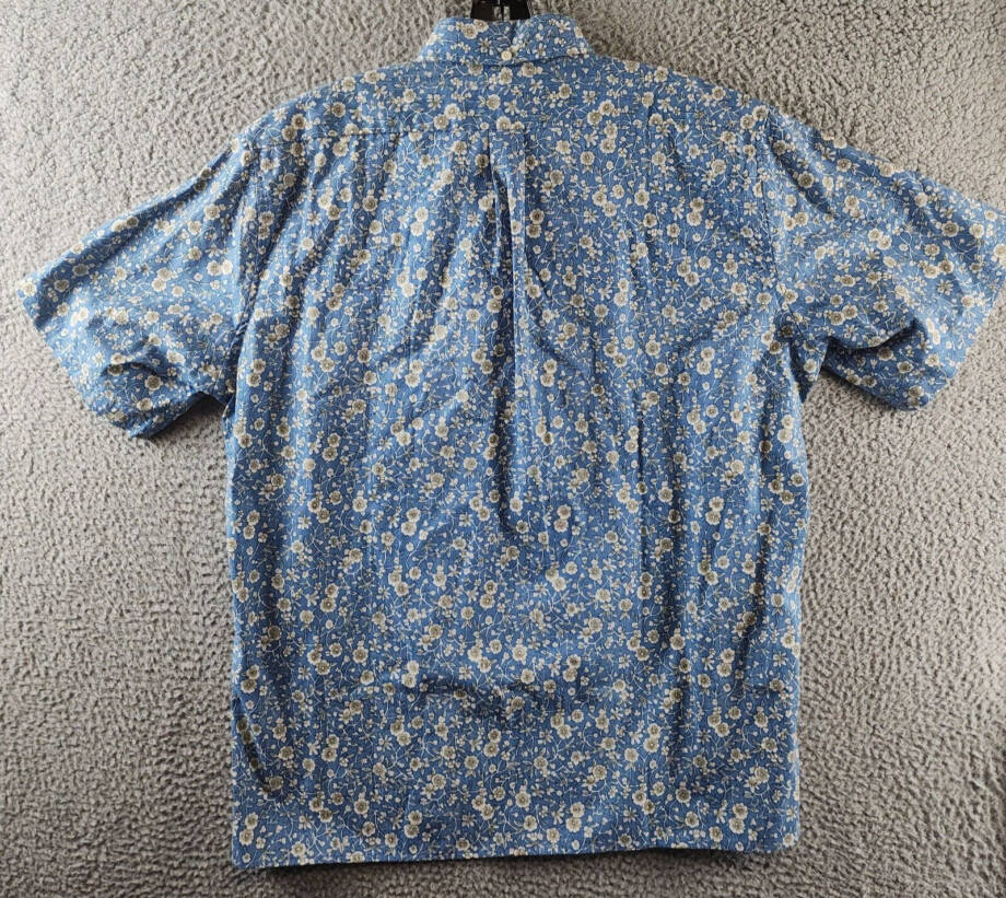 Reyn Spooner Kettle Floral Print Button Down Camp Shirt Men's L Lichen Blue S/S