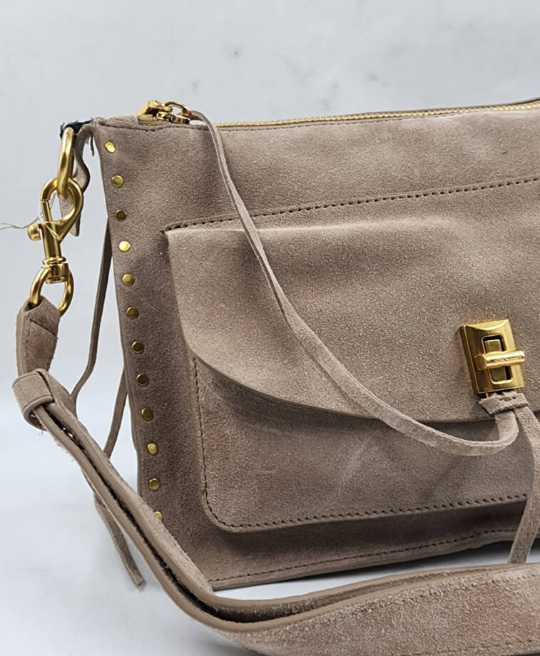 Rebecca Minkoff Darren Signature Leather Shoulder Bag Womens Small Clay Zippered