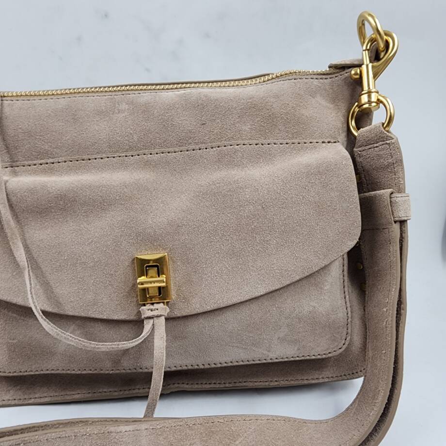 Rebecca Minkoff Darren Signature Leather Shoulder Bag Womens Small Clay Zippered