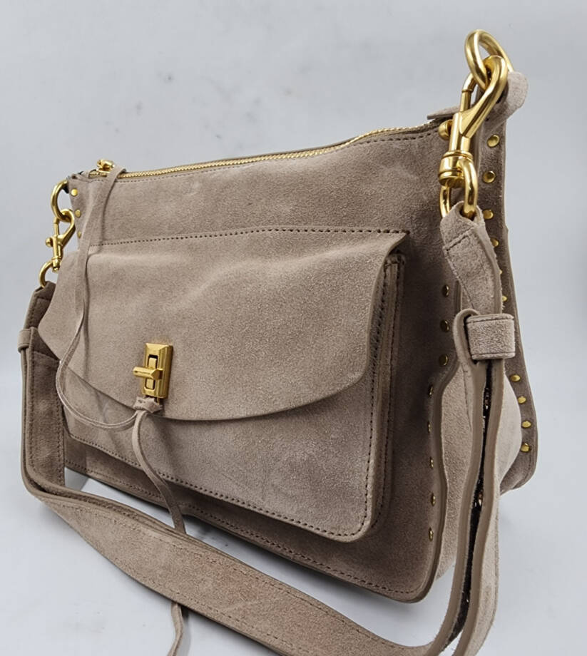Rebecca Minkoff Darren Signature Leather Shoulder Bag Womens Small Clay Zippered
