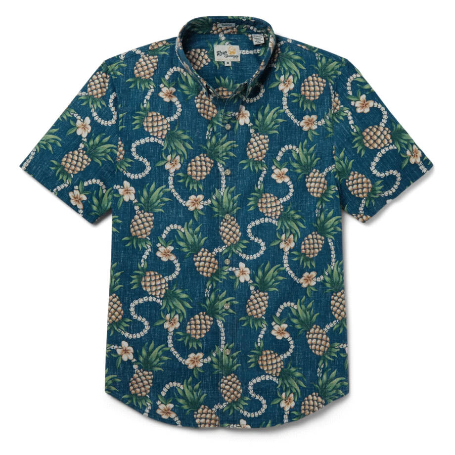 Reyn Spooner Pining for You Button Down Shirt Men's XL Real Teal Multi Printed +