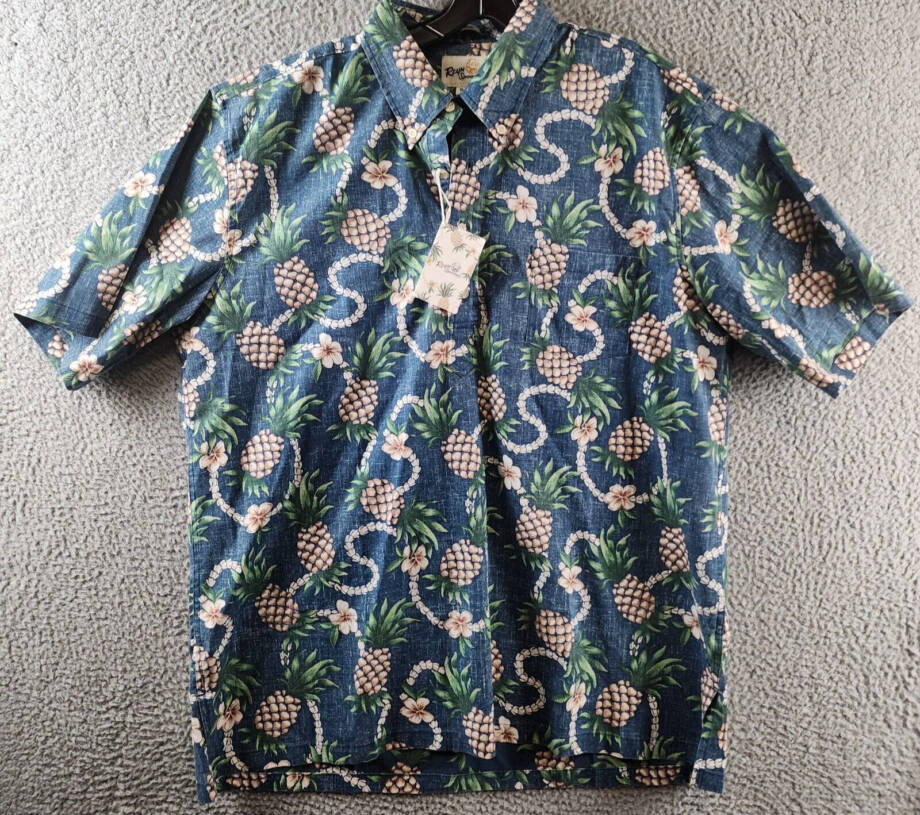 Reyn Spooner Pining for You Button Down Shirt Men's XL Real Teal Multi Printed +
