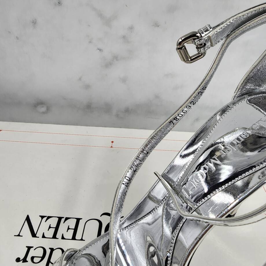 Alexander McQueen Strappy High Heel Sandals Women's 35/5 US Silver Ankle Strap