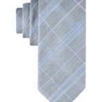 Calvin Klein Silk-Linen Blend Seasonal Plaid Tie Men's One Size Light Blue