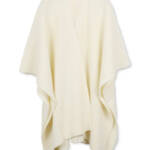 Coach Rubber Patch Ribbed Knit Ruana Cape Sweater Women's One Size Chalk Open