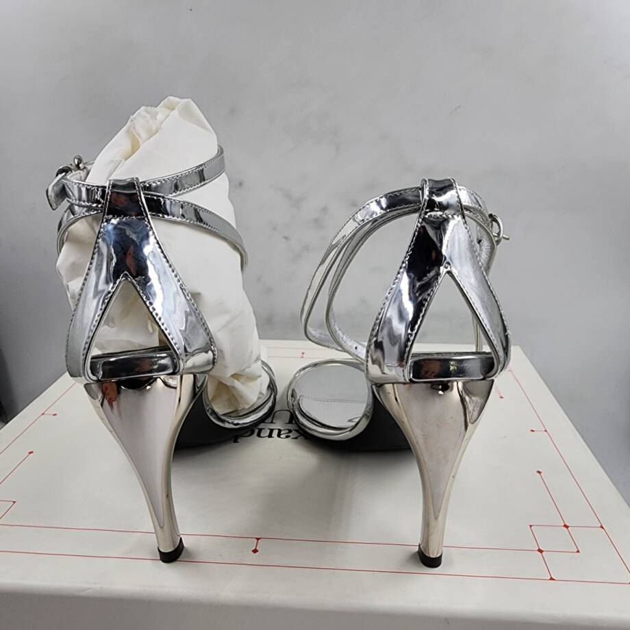 Alexander McQueen Strappy High Heel Sandals Women's 35/5 US Silver Ankle Strap