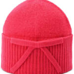 Kate Spade New York Bow Ribbed-Cuff Knit Beanie Women's One Size Pompom Pink