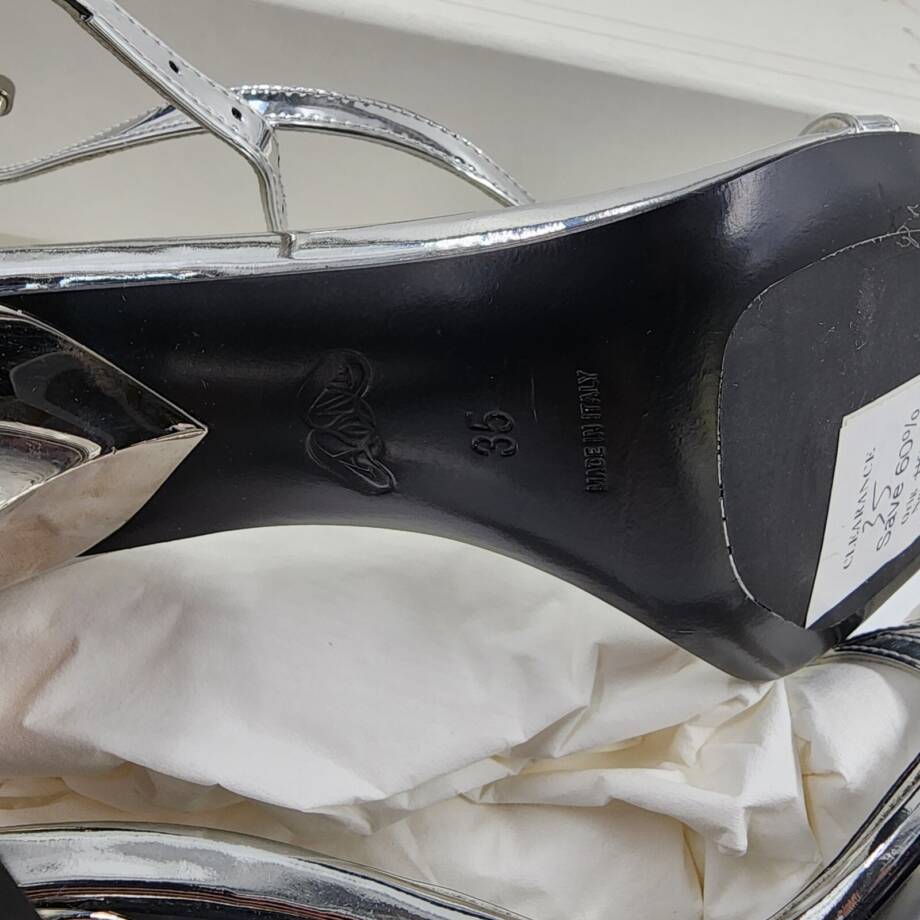 Alexander McQueen Strappy High Heel Sandals Women's 35/5 US Silver Ankle Strap