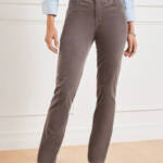 Talbots Stretch Corduroy Straight Leg Pants Petites 0P Gray Zip Button Closure