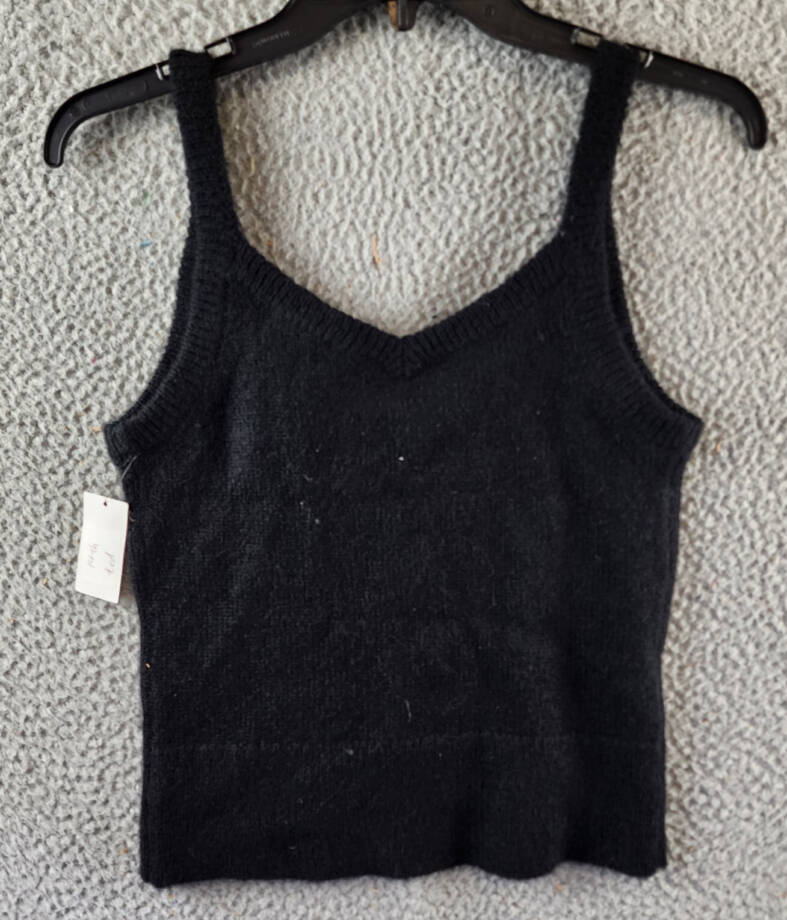 Joie Yafa Sleeveless Knit Sweater Women's S Caviar Ribbed V-Neck Pullover Style