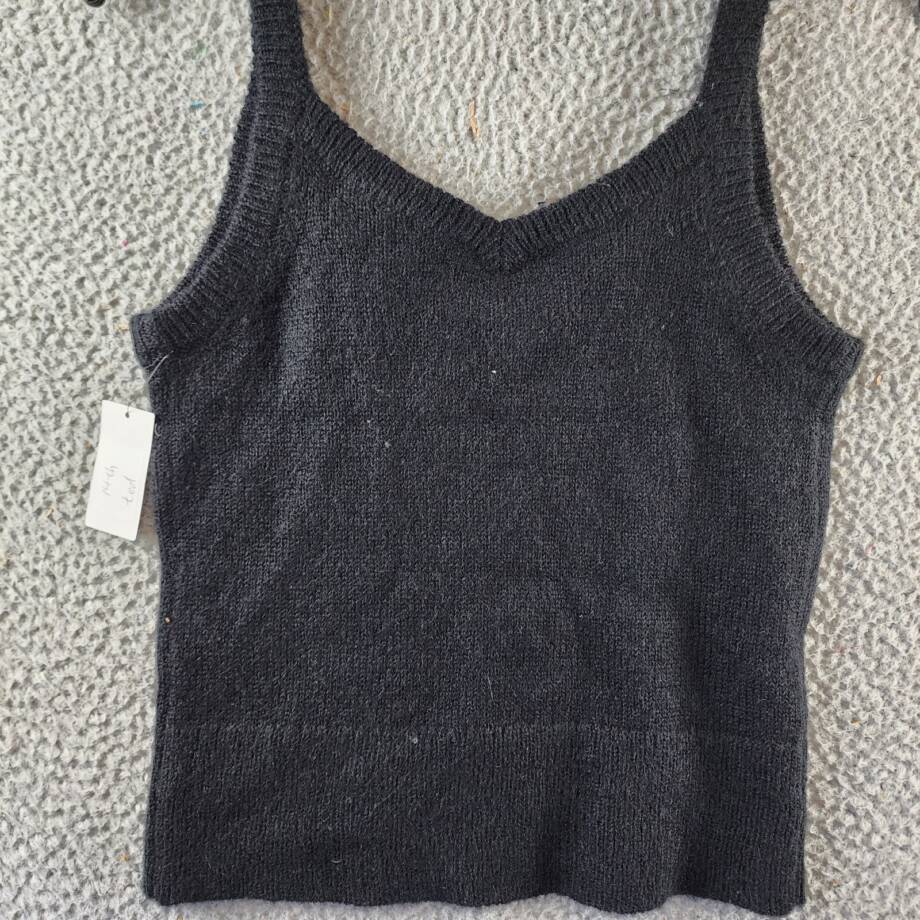 Joie Yafa Sleeveless Knit Sweater Women's S Caviar Ribbed V-Neck Pullover Style