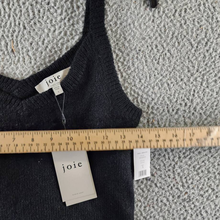 Joie Yafa Sleeveless Knit Sweater Women's S Caviar Ribbed V-Neck Pullover Style