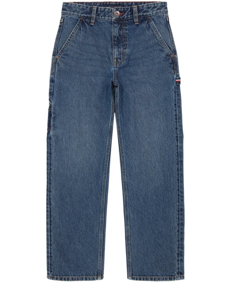Tommy Hilfiger Loose Carpenter Denim Jeans Big Boys 18 Well Worn Zip/Button