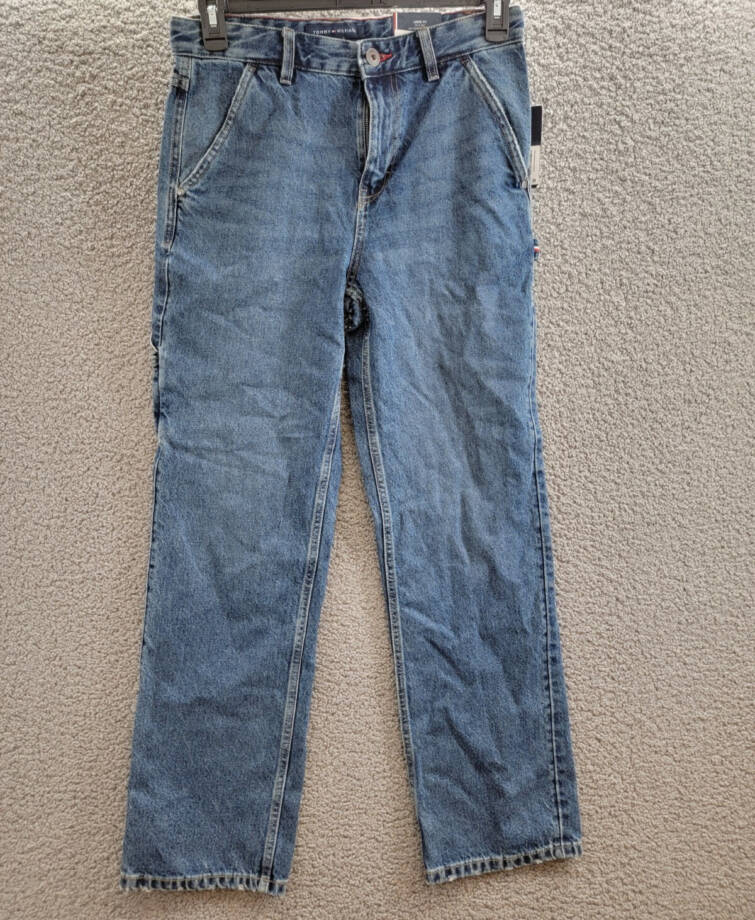 Tommy Hilfiger Loose Carpenter Denim Jeans Big Boys 18 Well Worn Zip/Button
