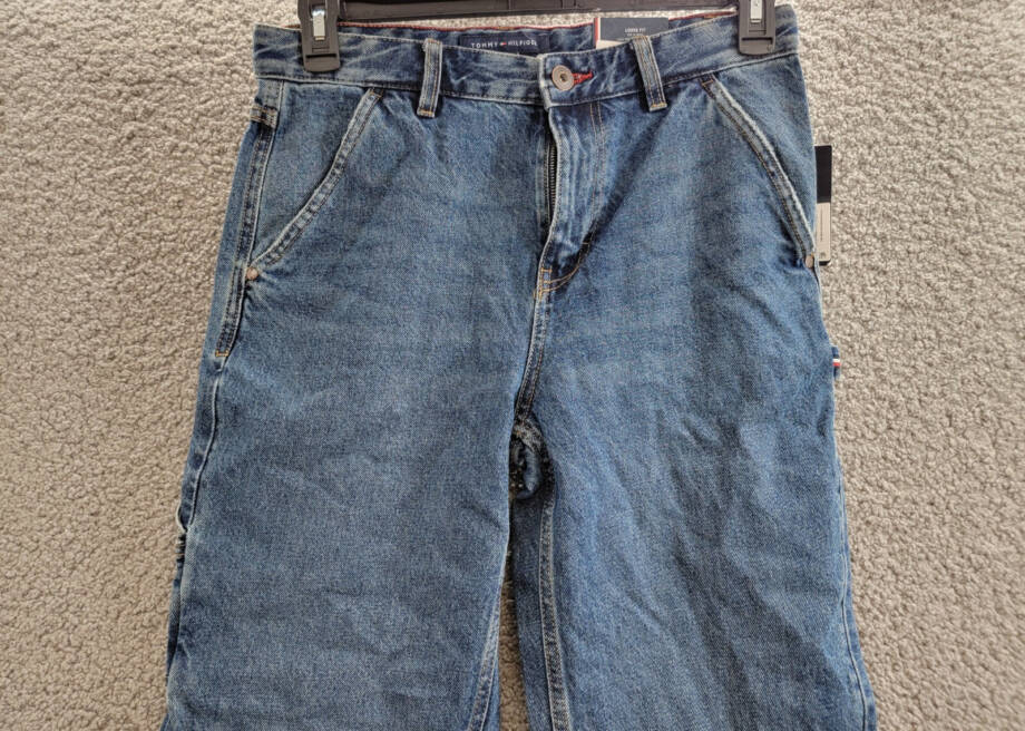 Tommy Hilfiger Loose Carpenter Denim Jeans Big Boys 18 Well Worn Zip/Button