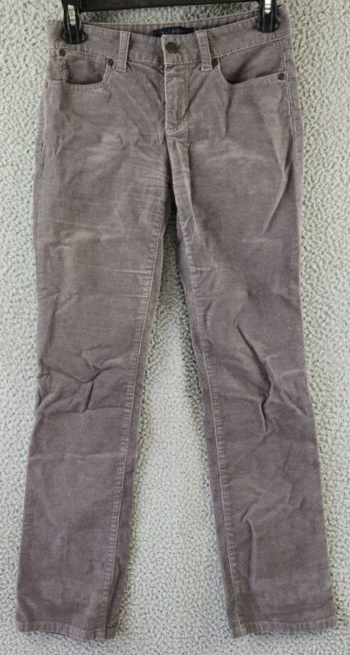 Talbots Stretch Corduroy Straight Leg Pants Petites 0P Gray Zip Button Closure