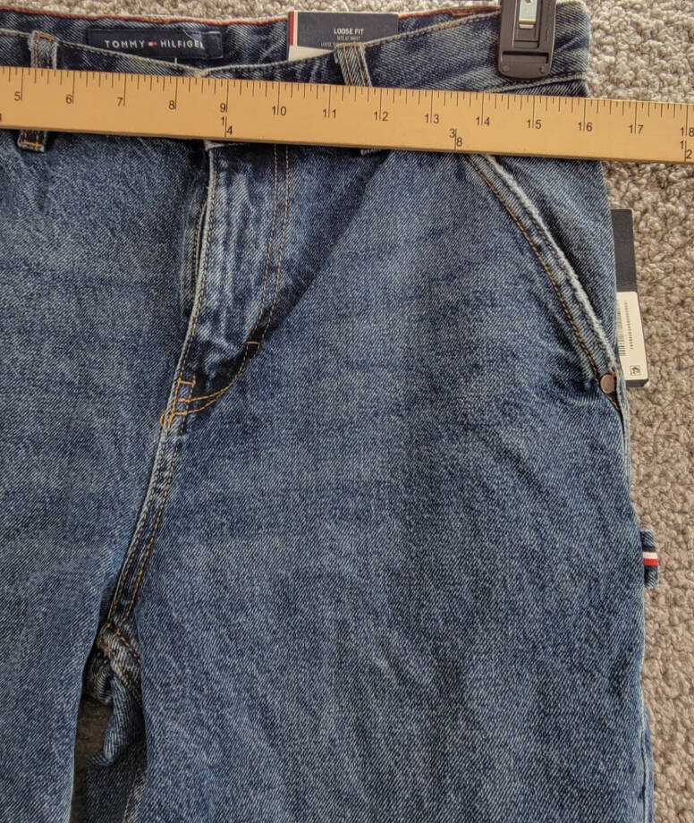 Tommy Hilfiger Loose Carpenter Denim Jeans Big Boys 18 Well Worn Zip/Button