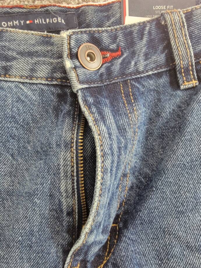 Tommy Hilfiger Loose Carpenter Denim Jeans Big Boys 18 Well Worn Zip/Button