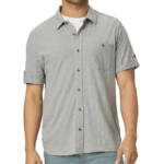 PAIGE Brayden Regular Fit Button Short Sleeve Shirt Men's S Summer Rain Pullover