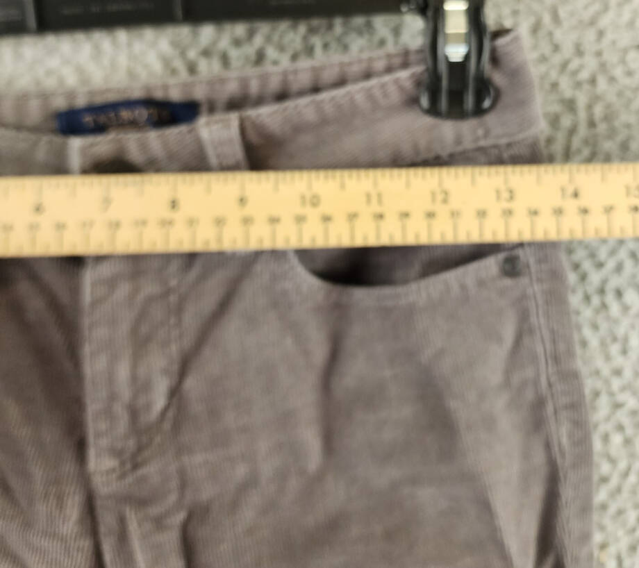 Talbots Stretch Corduroy Straight Leg Pants Petites 0P Gray Zip Button Closure