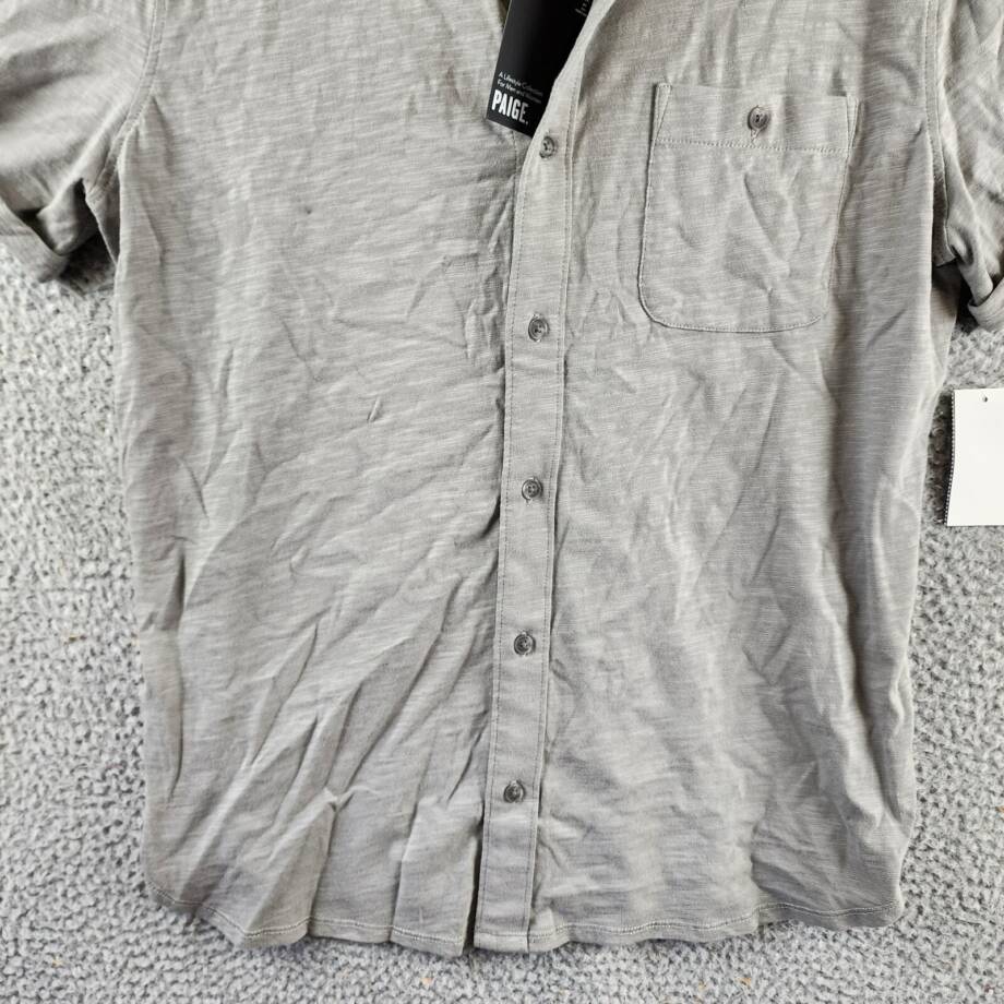 PAIGE Brayden Regular Fit Button Short Sleeve Shirt Men's S Summer Rain Pullover