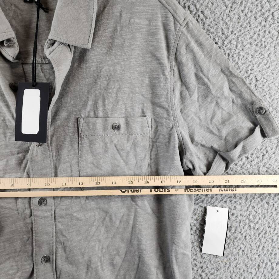 PAIGE Brayden Regular Fit Button Short Sleeve Shirt Men's S Summer Rain Pullover