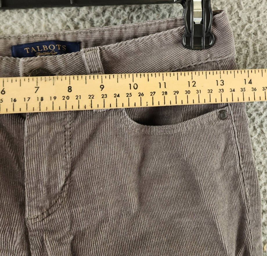 Talbots Stretch Corduroy Straight Leg Pants Petites 0P Gray Zip Button Closure