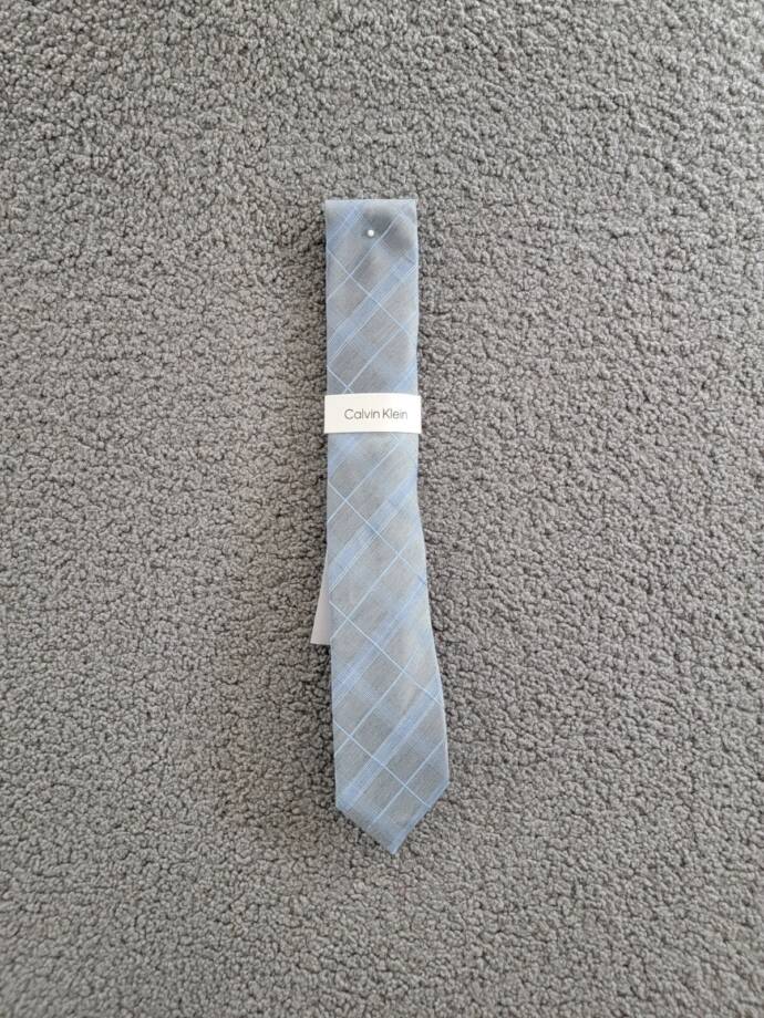 Calvin Klein Silk-Linen Blend Seasonal Plaid Tie Men's One Size Light Blue