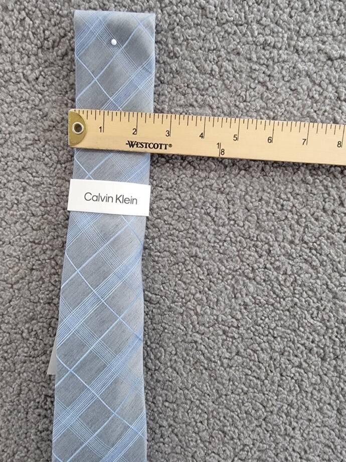 Calvin Klein Silk-Linen Blend Seasonal Plaid Tie Men's One Size Light Blue