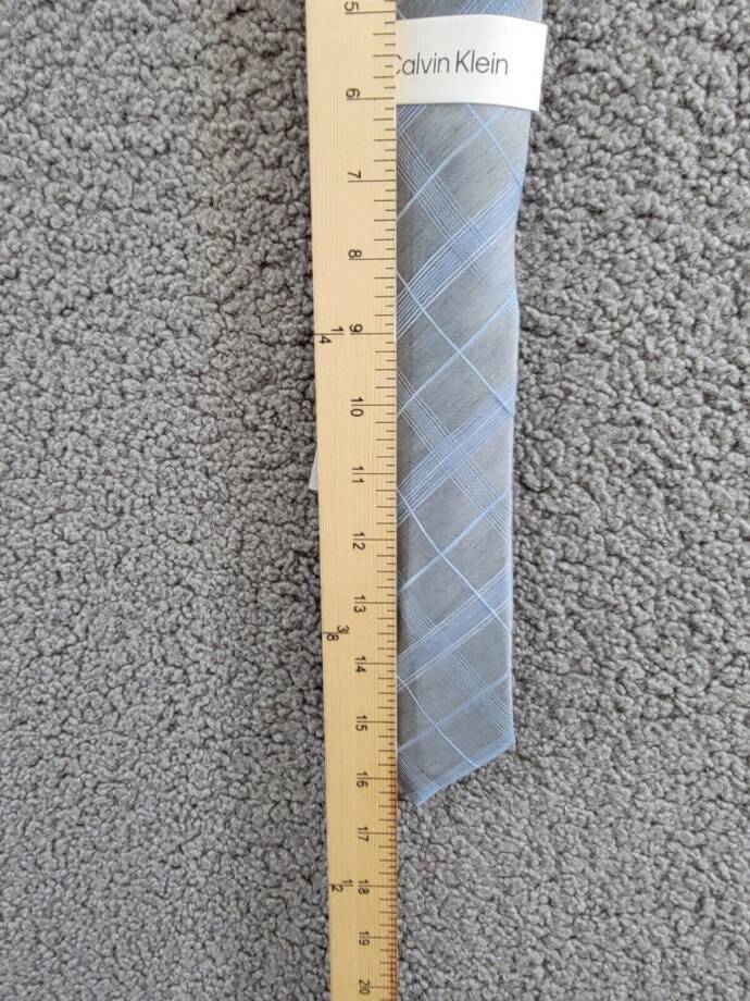 Calvin Klein Silk-Linen Blend Seasonal Plaid Tie Men's One Size Light Blue