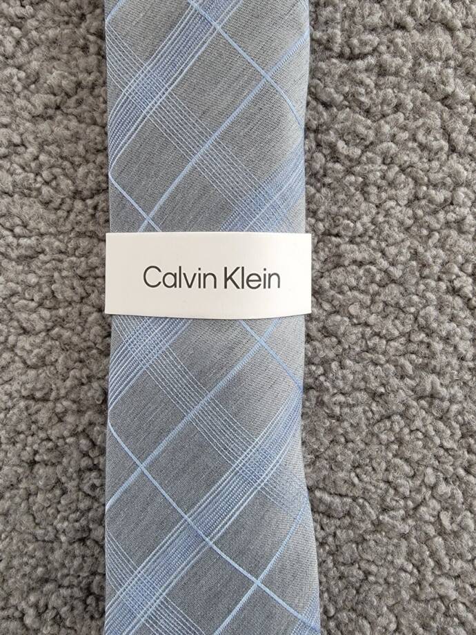 Calvin Klein Silk-Linen Blend Seasonal Plaid Tie Men's One Size Light Blue
