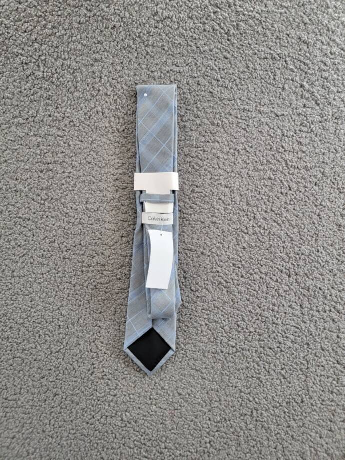 Calvin Klein Silk-Linen Blend Seasonal Plaid Tie Men's One Size Light Blue
