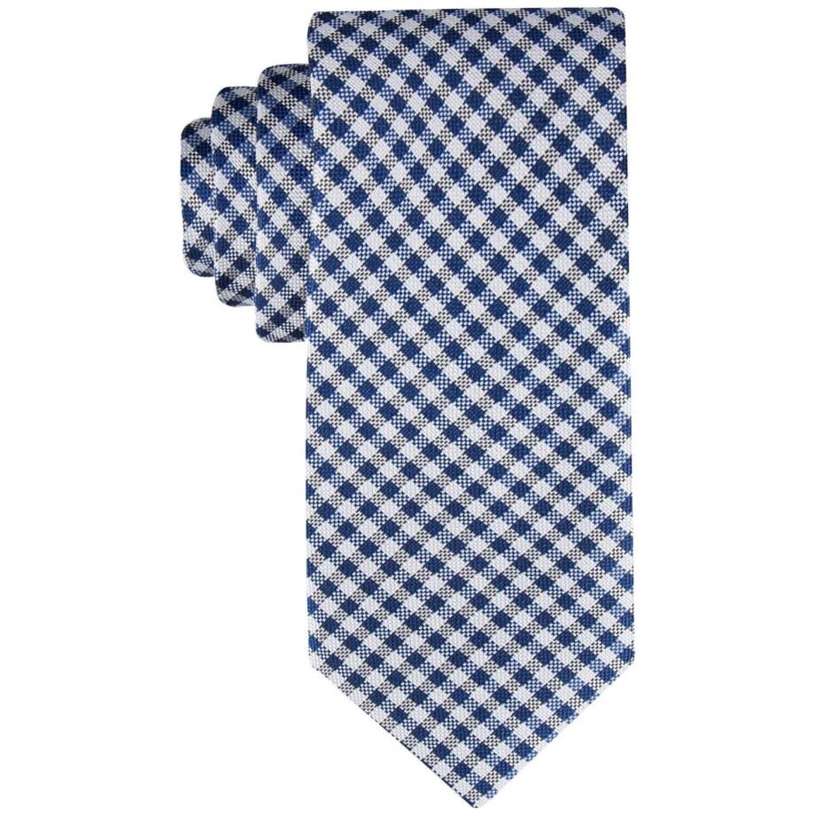Tommy Hilfiger Oxford Tie Men's One Size Navy Pointed Style Gingham Pattern