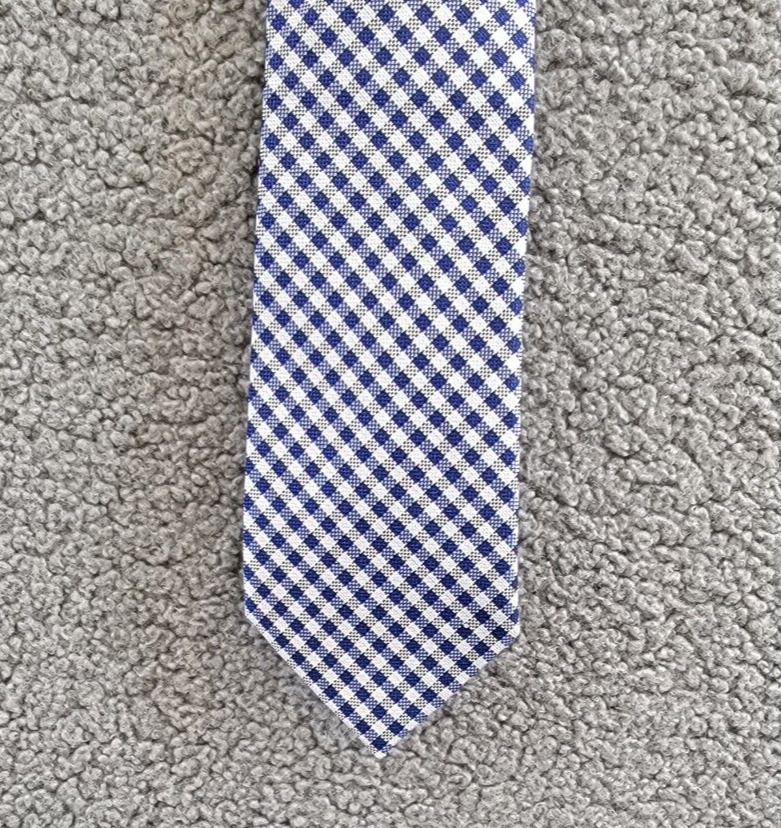 Tommy Hilfiger Oxford Tie Men's One Size Navy Pointed Style Gingham Pattern