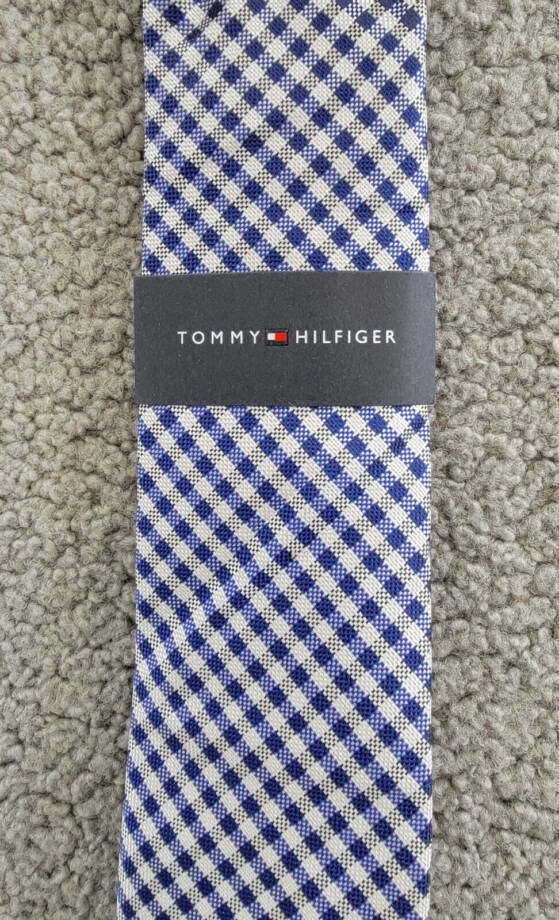 Tommy Hilfiger Oxford Tie Men's One Size Navy Pointed Style Gingham Pattern
