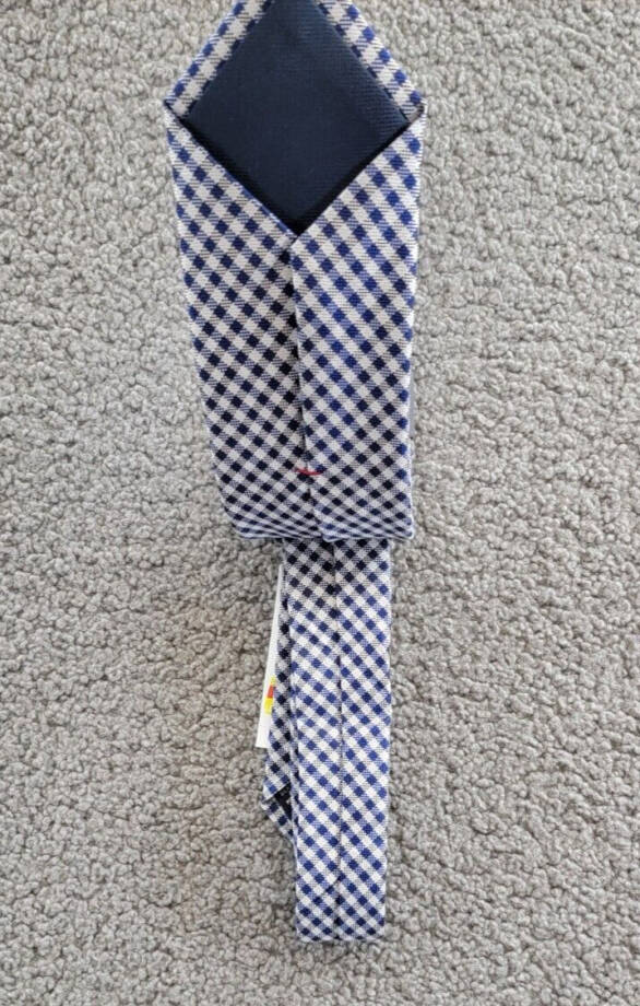 Tommy Hilfiger Oxford Tie Men's One Size Navy Pointed Style Gingham Pattern